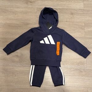 Adidas Dark Blue Tracksuit with White and Orange Accents